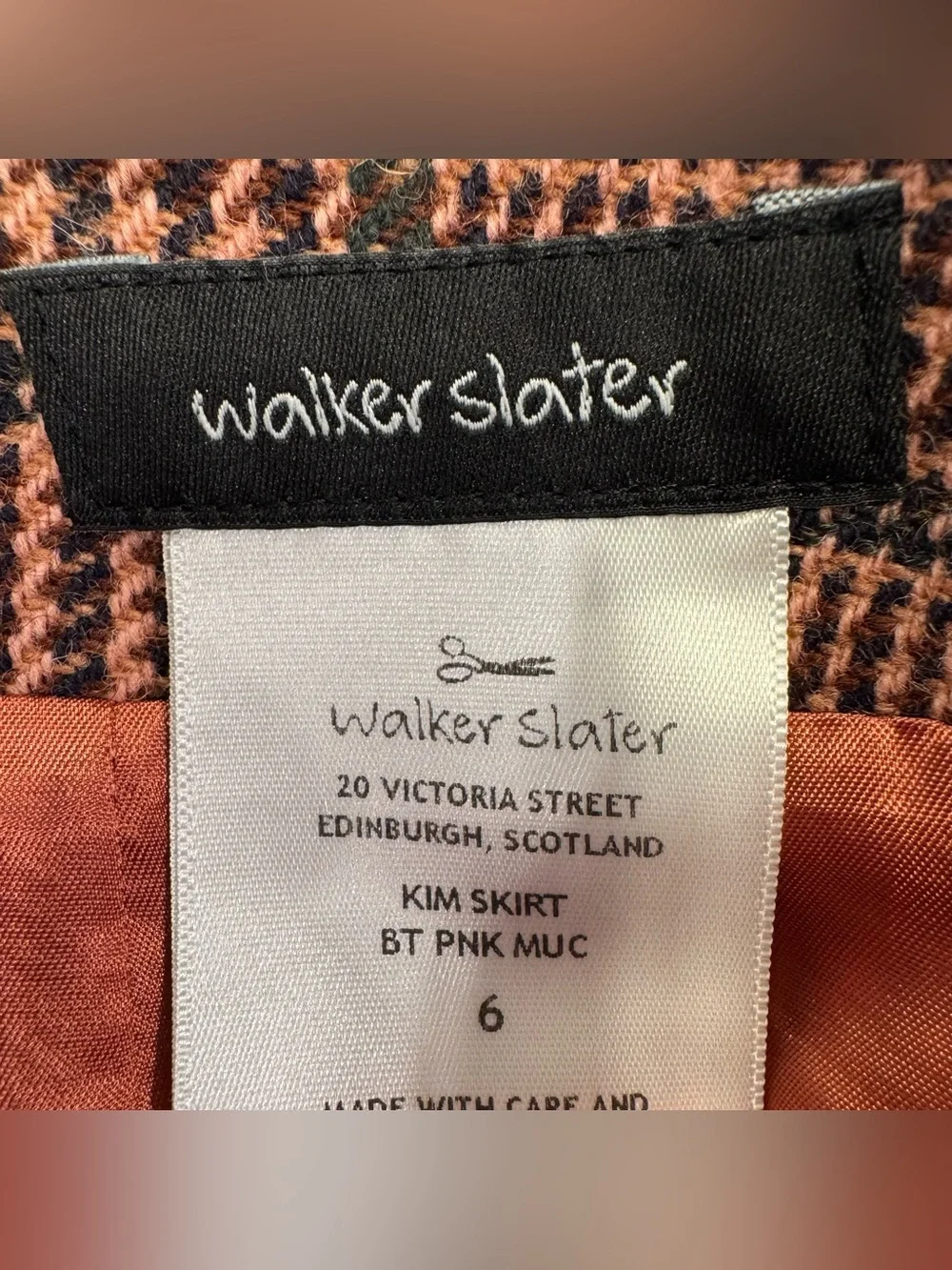 Walker Slater Kim Scottish Wool Tweed Plaid Wrap A-Line Mini Skirt UK 6 US 2